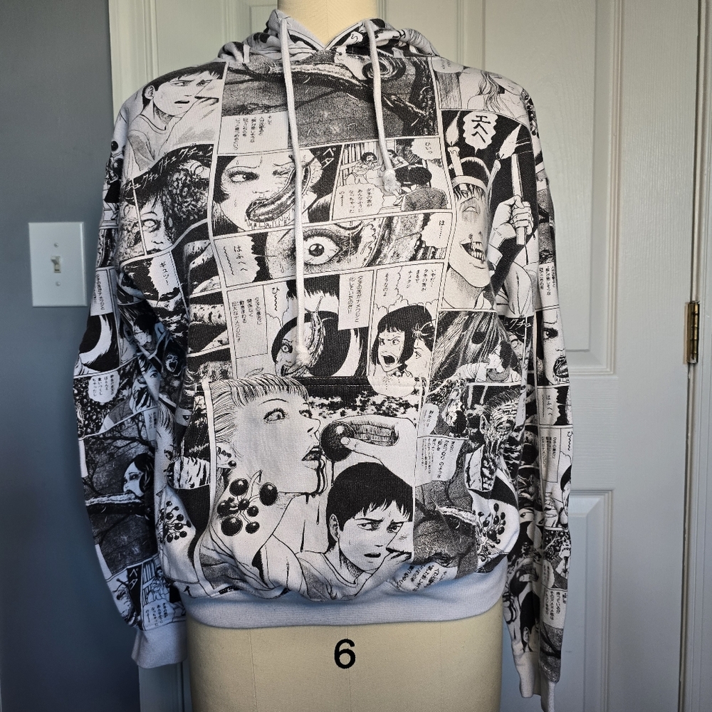 Black and White Small Men's Junji Ito Hoodie